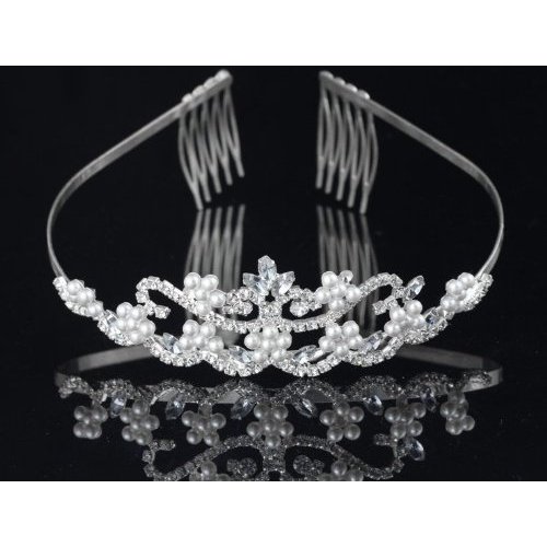 Shop Ginger Wedding Flower Pearl Bridal Wedding Tiara Crystals Rhinestones Crown Prom Party T0082