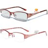 laureles Fashion Photochromic Bifocal Reading Glasses Women's Sun Glasses Transition Metal Frame Red Presbyopia Female (Red, 0.00/+1.75 Magnification)