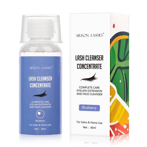 Eyelash Cleanser Concentrate 60ml Professional Lash Extensions Shampoo Natural Foaming Cleanser for Extensions Lashes with Salon Home Care-Makes 12 Bottles 60ml Eyelash Shampoo (Blueberry)