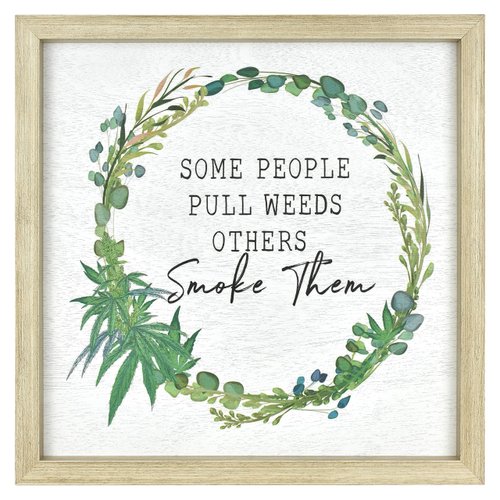 MCS Décor High Quarters 63974 Weed Botanical Wood Framed Wall Art, White Woodgrain, 1.50" x 14.00"