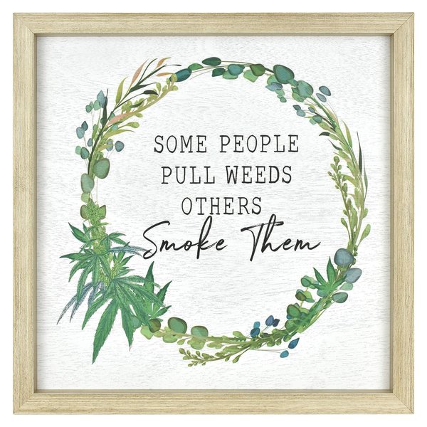 MCS Décor High Quarters 63974 Weed Botanical Wood Framed Wall Art, White Woodgrain, 1.50" x 14.00"