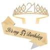 21st Birthday Sash,Birthday Girl Sash 21st Birthday Crown,Birthday Sash and Crown 21st Birthday Gifts for her Birthday Tiara for Women Its My Birthday Sash Headband Birthday Accessories Decorations