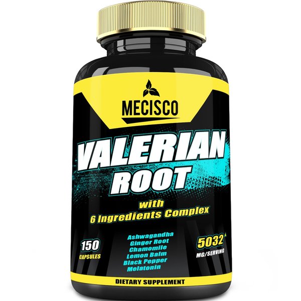 7in1 Valerian Root Extract Capsules 5032mg for 5 Months - Blended with Ashwagandha Root, Ginger Root, Chamomile Flowers, Balm Leaf & Black Pepper - Relaxation & Restful Mind Support -150 Counts
