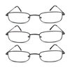 EYE ZOOM 3 Pack Classic Readers Rectangular Metal Reading Glasses for Men and Women, Gunmetal, +2.00 Strength