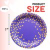 HSPAIDYP 40Pcs Purple and Gold Party Supplies,Purple Paper Plates 7" Purple Gold Dot Dessert Plates for Baby Shower,Wedding,Cocktail Party Purple Birthday Party Decorations (Purple Plates)