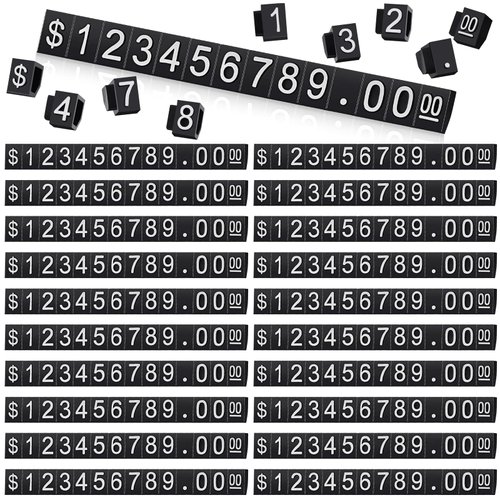 Price Display Cube Number Letter Price Cube Adjustable Price Tag Display Stand Label Dollar Pricing Label Stand Block Kit for Retail Shop Jewelry Price Display (50 Pcs)