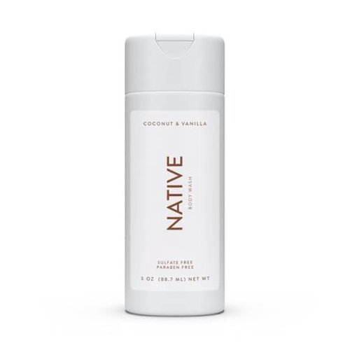 Native Coconut & Vanilla Body Wash 3 oz Travel