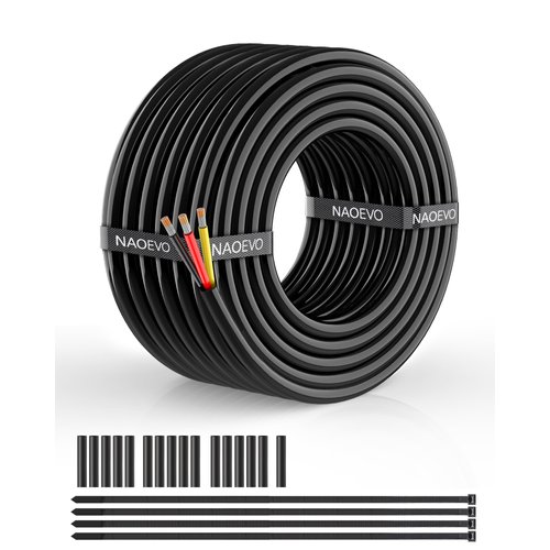 18 Gauge Wire 3 Conductor Electrical Wire, 18 AWG Wire Stranded PVC Cord, 12V Low Voltage/Tinned Copper/Flexible/18/3 Wire for Automotive Wire LED Strips Lamp Lighting Marine (30FT-9.1M)