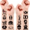 100 PCS 30th Birthday Rip Death To My 20s Temporary Tattoos Sticker Thirtieth My 30th Funeral Black Theme Birthday Party Decorations Supplies Favors Tattoo for Women Men Funny Gifts Prizes Halloween