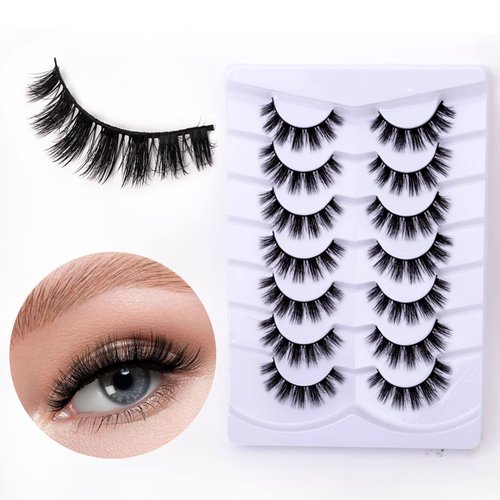 SQYlashes Cat Eye Natural Lashes Wispy False Eyelashes Short Fluffy Fake Lashes - 7 Pairs, ZG81