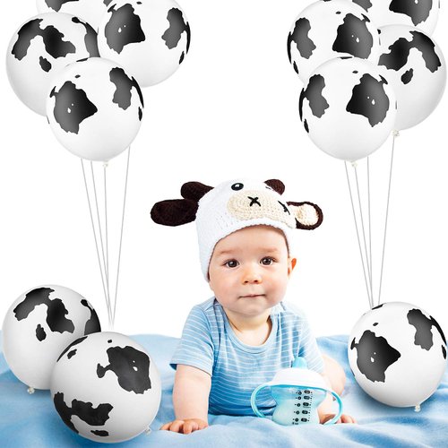 Gejoy Cow Balloons Latex Balloons Funny Print Cow Balloons for Birthday Party Supplies Decorations (48 Pieces)
