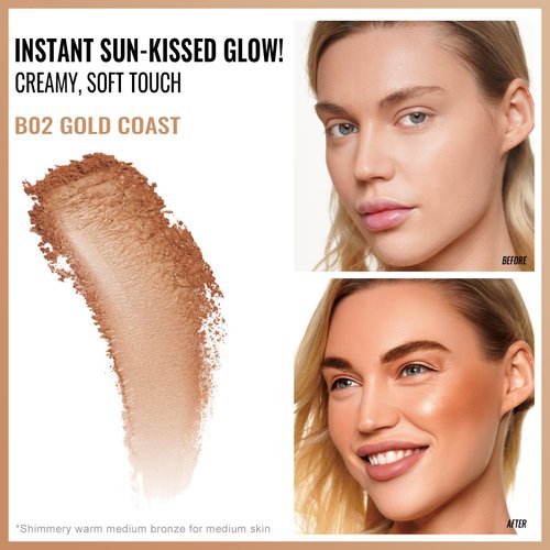 Oulac Shimmer Bronzer Powder Face Makeup with Mirror - Natural SunKissed Bronzer Look,Highly Pigmented Cream Bronzer, Long Lasting Glow, Easy to Blend, Vegan & Cruelty-Free B02