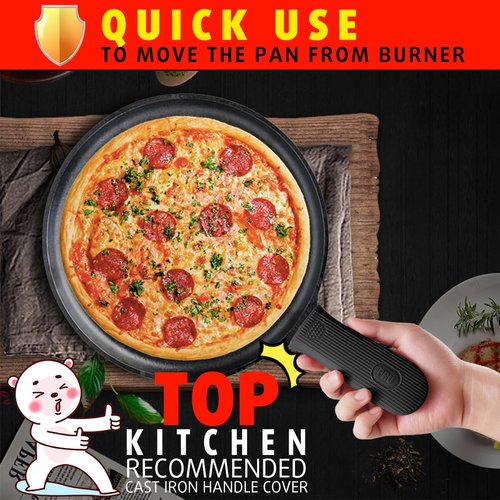 Cbiumpro Cast Iron Handle Cover, Silicone Heat Resistant Cast Iron Skillet Handle Cover, Hot Pan Handle Holder Sleeve - 2 Pack