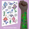 EMOME Mermaid Temporary Tattoos for Kid, Kids Tattoo Stickers for Mermaid Birthday Party Supplies Decorations, Glitter Luminous Temporary Kids Tattoos