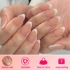 AddFavor French Tip Press on Nails Short Almond Fake Nails, 240pcs White French Nails Press on Almond Matte Pink Acrylic Nails with Adhesive Tabs for Women