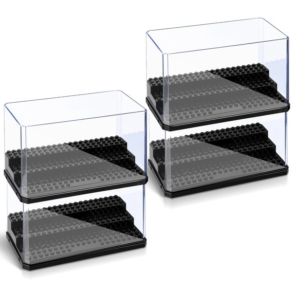 WETANBR Medium-Sized Miniature Display Case for Figures, 4 Pack Building Block Display Cases for Collectibles, Acrylic Display Storage Box, Gift for Action Figure & Miniatures Toys Lovers