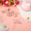 Yeshone 5 Pieces Wedding Hair Comb Bridal Hair Pins Crystal Pearl Hair Accessories Rhinestone Flower Hair Piece for Wedding Bride Women(Rose Gold,Classic Style)