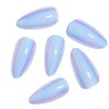 Blue Aurora Press on Nails Medium Almond Long, Mirror Chrome Fake Acrylic Nails Press ons in 24 PCS, Reusable Glue on Nails for Girls Women Daily Party Wear