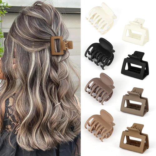 Double Row Teeth Hair Claw Clips 1.6'' Medium Hair Jaw Clips Matte Small Claw Hair Clips for Thin Hair Non-slip Short Hair Half-Updo Hair Accessories for Women and Girls (Neutral color)