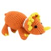 PETFLY Dog Teeth Cleaning Cotton Crochet Squeaky Dog Toy for Small Dog - Dinosaur Triceratops