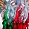 12 Pcs Red and Green Clip in Hair Extensions Long Straight Synthetic Hairpieces Christmas Women Festivals Party Supplies
