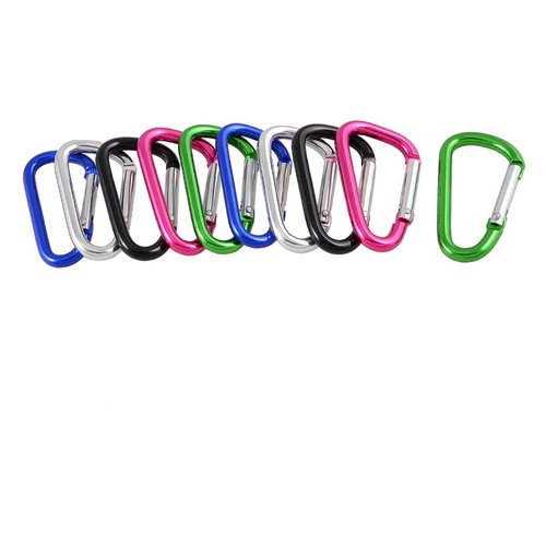 uxcell Aluminum Carabiner Keychain Clip, 10 Pcs Colorful D Shaped Keyring Ring Spring Buckle Clip for Indoor Outdoor Use, Backpack Clip Snap Hooks Lock for Fishing Traveling, Hiking