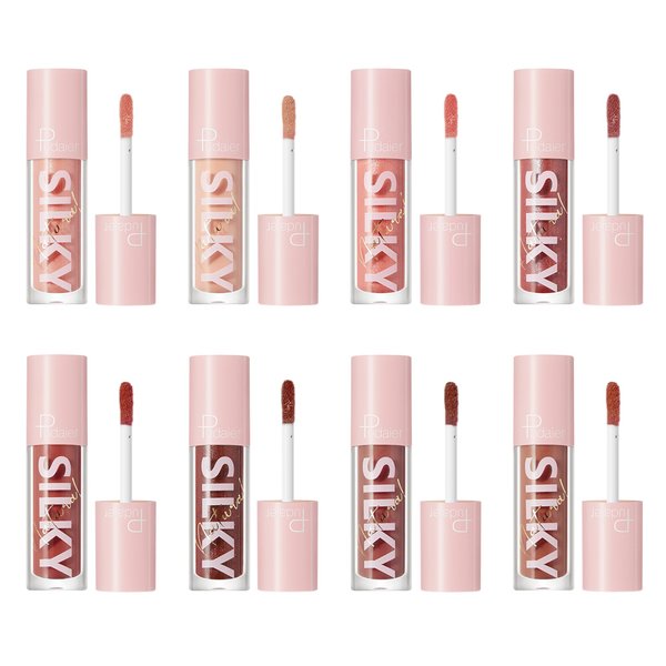 ZUK Pudaier 8Pcs Glitter Lip Gloss Set, Moisturizing Liquid Lipstick Kit Lip Plumper Gloss High Shine Lip Gloss for Women Girl