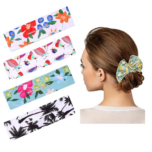 4Pcs Deft Bun Hair Bun Maker for Girl, Magic Donut Deft Bun for Hair Bands French Twist Bun Shaper (Big Flower Insect E)