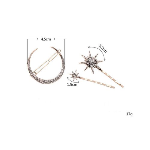 3 PCS Women Alloy Rhinestone Moon Snowflake Star Hair Clip Bobby Pins Hair Barrettes Beauty Hair Styling Accessories