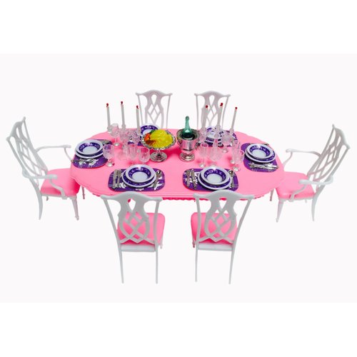 Irra Bay Dollhouse Furniture - Pink Dinning Table Set