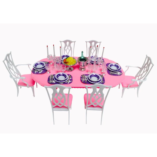 Irra Bay Dollhouse Furniture - Pink Dinning Table Set