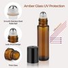 ComSaf Glass Essential Oil Roller Bottles, Set of 24, 10 ML Amber Glass Bottles with Stainless Steel Roller Balls, Leakproof Essential Oil Container Kits with Labels, Dropper, for Facial Body Care