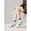 Irisbear White Womens Crew Socks Cute Cushioned Cotton Striped Socks Vintage Retro Running Hiking Socks