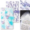 HINZIC 2PCS 240 Slots Flower Butterfly Nail Art Sticker Storage Books Purple Blue Wisteria Organizer Binders Transparent Collecting Album Photo DIY for Notebooks Diary Journal Planner