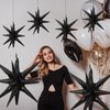 6 Pcs Silver Star Foil Balloons One-Piece 14-Pointed Star Balloons 4D Starburst Cone Mylar Balloons 22inch Christmas Birthday Wedding Wedding Anniversary Party Supplies (22&27 Inches Black)