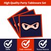Tevxj 96PCS Ninja Tableware Set Ninja Master Dinnerware Disposable Dessert Plates Karate Theme Party Plates Napkins Forks for Ninja Warrior Birthday Party Decorations Supplies 24 guests