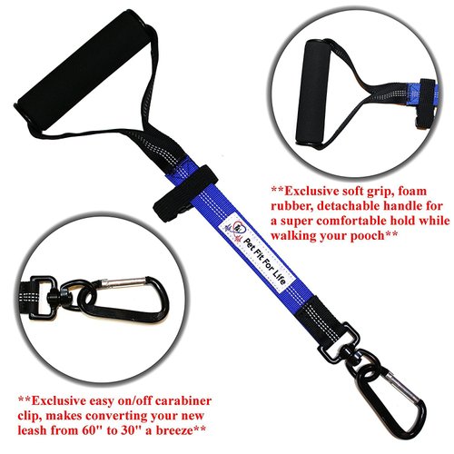 Pet Fit For Life 64" Premium Two Dog Leash: Premium Double Leash for Dogs, Provides Control and Comfort - Durable Foam Rubber Handle, Shock Absorbing Cord - Includes Bonus Collapsible Water Bowl