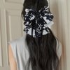 Capiant 2 PACK Big Bowknot Chiffon Hair Claw Clips, Floral Ponytail Clips, French Style Hair Accessories for Women Party Wedding Daily Wear