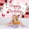 Avezano Floral Happy Birthday Banner for Women Girls Rose Gold Red Floral Birthday Party Decorations for Women Burgundy Floral Birthday Party Supplies Banner 70.8 x 43.3 Inch
