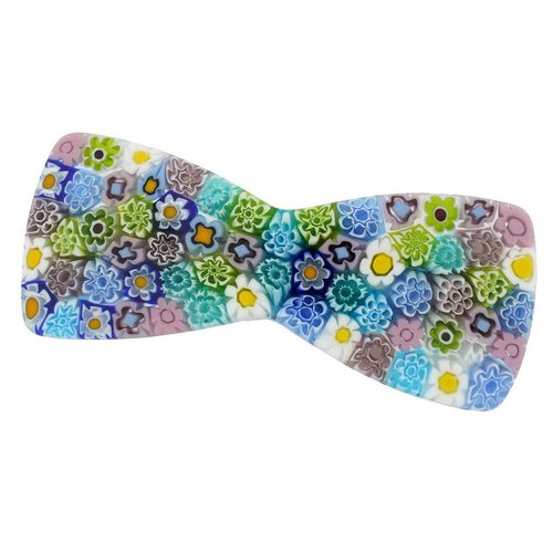 GlassOfVenice Murano Glass Millefiori Bowtie Hair Clip - Pastels