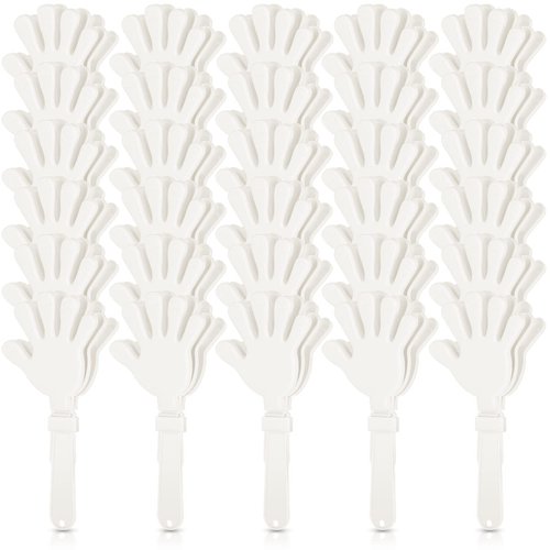 30 Pcs Hand Clappers Noisemakers 7.5 Inch Plastic Party Clappers for Fiesta Birthday Party Supplies Carnival Prize Football Sport Game Accessories Favor (White)