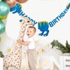 Dinosaur Happy Birthday Party Banner, Cartoon Prehistoric Animal Garland, Kids Dino Themed Birthday Decorations, Fun Wall Hanging Letter Bunting for Children's Party Supplies