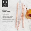 Viski Stainless Cocktail Straws - Reusable Copper Straws - Eco-Friendly Bamboo Finish Metal Drinking Straws 9.5 Inch, Set of 4