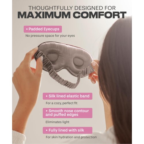 Colorado Home Co Sleep Mask, Silk Eye Mask for Sleeping, Lash Extension Eye Mask for Sleeping, Travel Sleep Mask, Blackout 3D Eye Sleep Mask for Women and Men, Silk Contoured Sleep Mask Nude Champagne