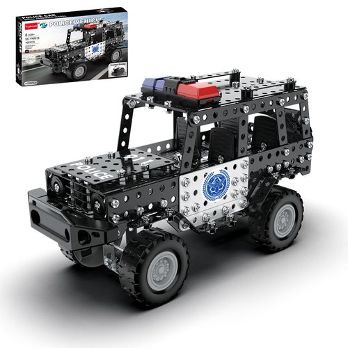 Jansfuren Police Vehicle Toy Set, Metal Model Vehicles Toys Erector Sets for Boys Ages 6-14, Police Truck STEM Building Toys Educational Creative Game Birthday Gift Idea