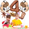 Number 4 Balloons Cowboy Themed Party Decorations, 40inch Foil Balloon Brown Number Balloons, Cow Balloons Cow Farm Cowboy Hat Balloons for Kids Cowboy Birthday Party Decorations