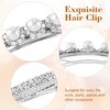 HINZIC 2Pcs Sparkly Rhinestone Hair Clips, Silver Pearl Barrettes Crystal French Hair Pins Wedding Prom Engagement Dressy Decorative Accessories for Women Girls Bride