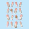 RTKHFZE Press on Nalis Long Coffin Nails Press ons Square Fake Nails Nude Gradient Acrylic False Nails with Metal 3D Butterfly Designs and Gold Glitter Artificial Nails Stick on Nails for Women 24Pcs