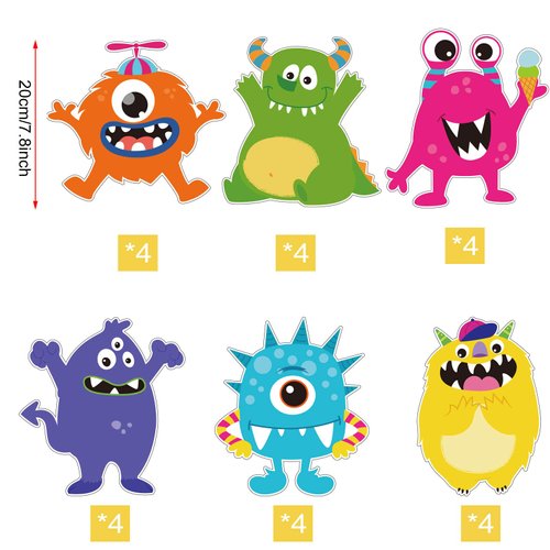 24 Pieces Party Cutouts Little Colorful Cutouts Party Decorations for Girls Boys Birthday Baby Shower, Party Favors Birthday Supplies