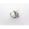 Generic Tiny mini silver metal flower hair claw clip with turquoise stone